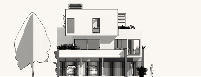 Urban multi residential model elevation